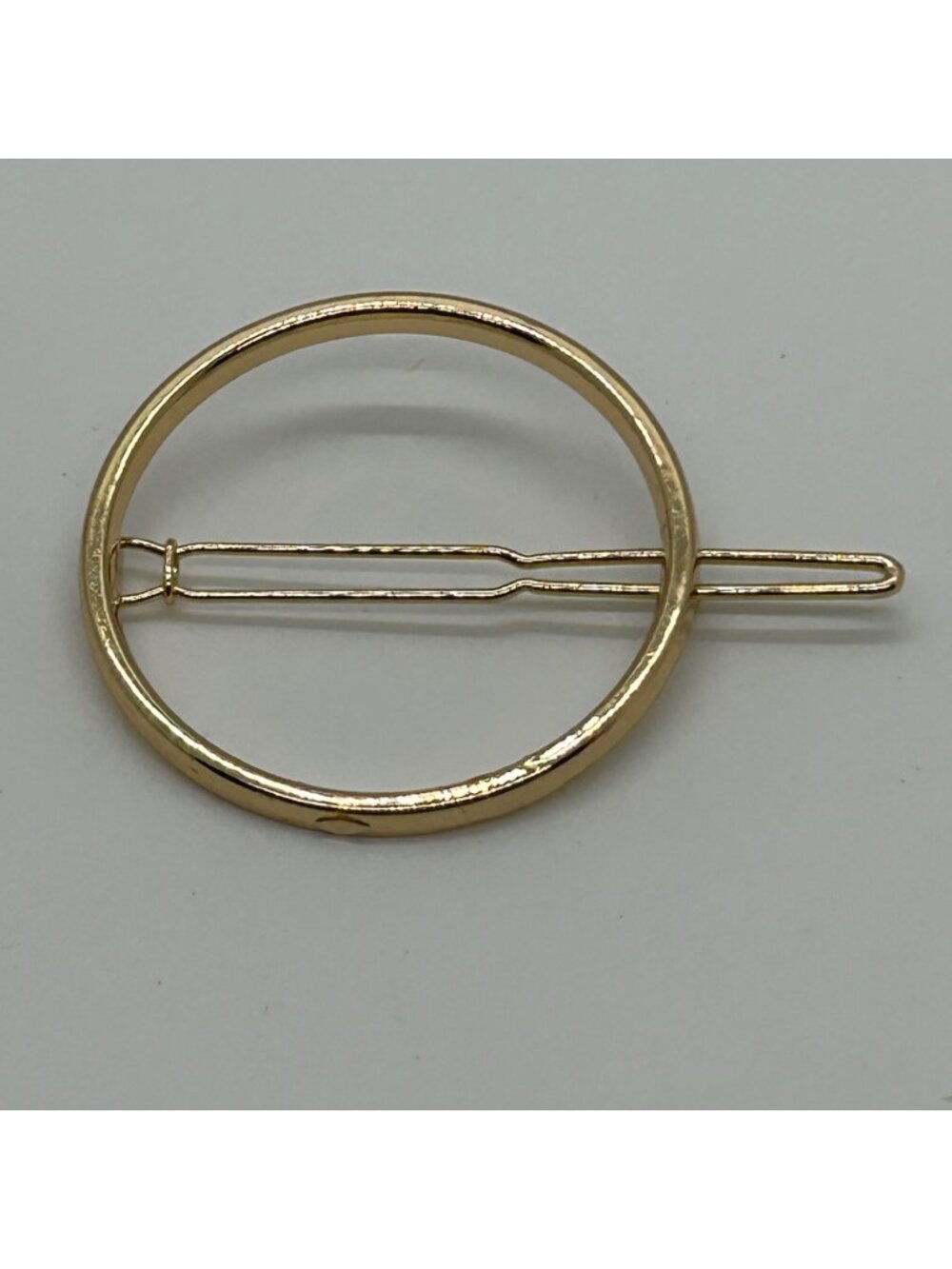 Gold-tone Circle Hair Clip Metal Barrette Round Minimalist Geometric Hollow Pin